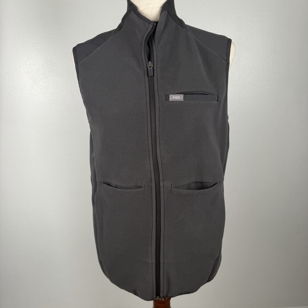 FIGS Women’s Medium Slim Fit Gray Fleece Full Zip Medical Scrub Vest